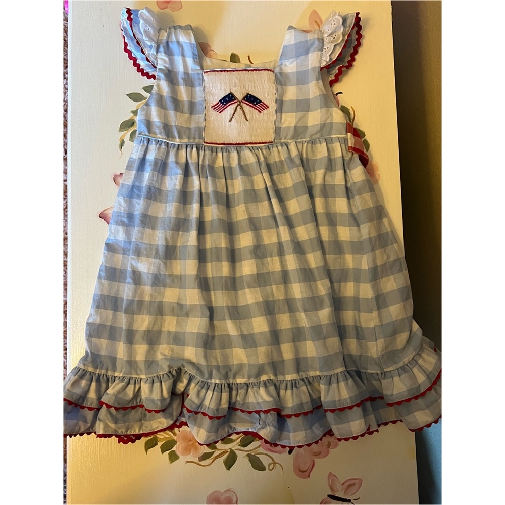 Smocked Sweets Flag Dress Size 4